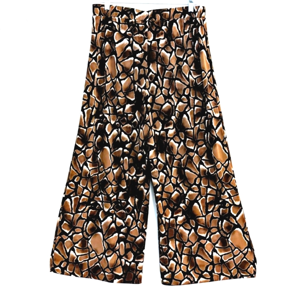 Chico's Wide-Leg Giraffe Print Cropped Pants – Size 3